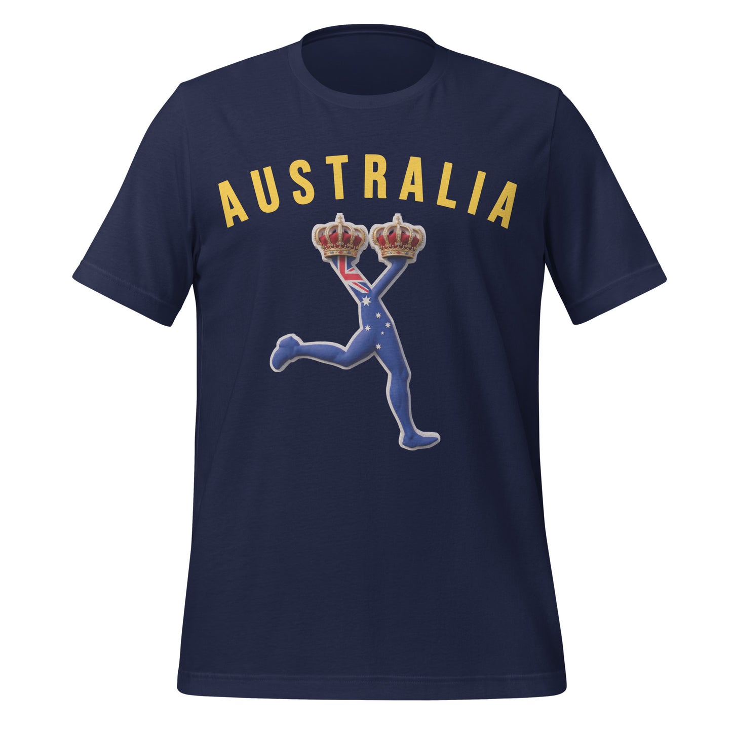 Navy blue t-shirt with 'AUSTRALIA' text and lUX character with