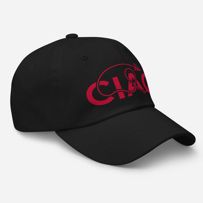 Black cap with red text CIAO. Ciaobye brand streetwear