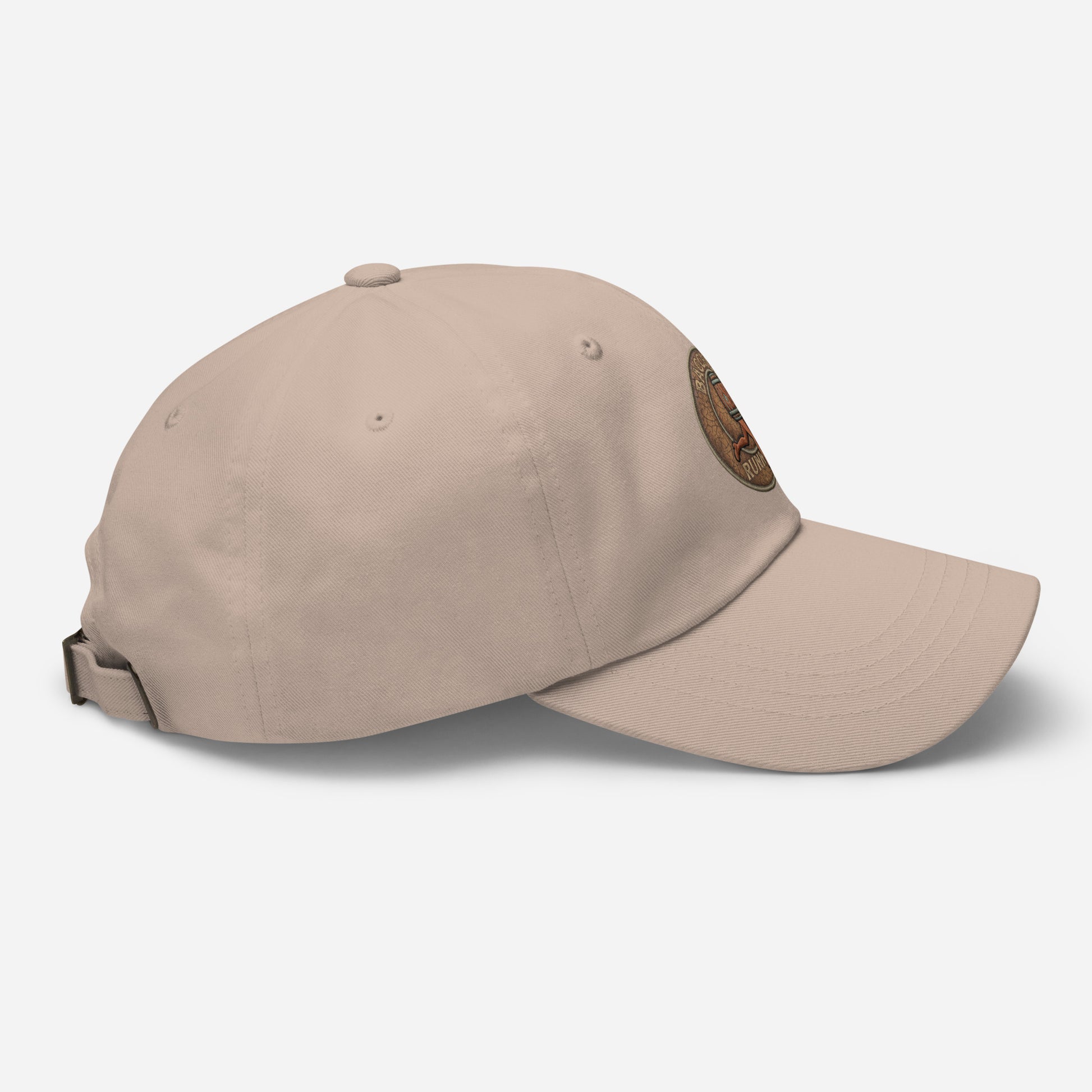 Beige cap with the character of Bacchus Runner .right view
