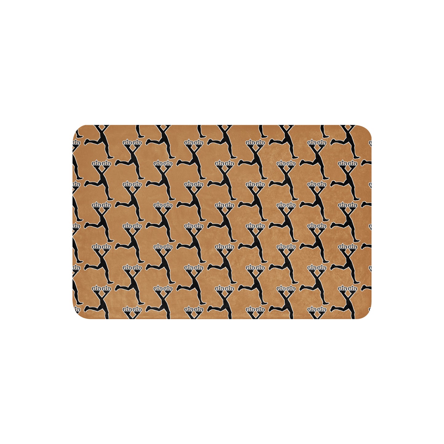 Patterned blanket with black character of Lux in a brown background