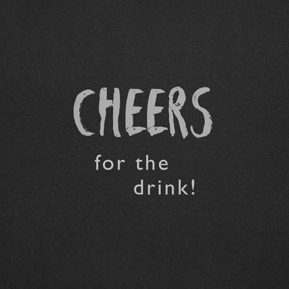Text 'Cheers for the drink!' on a black background