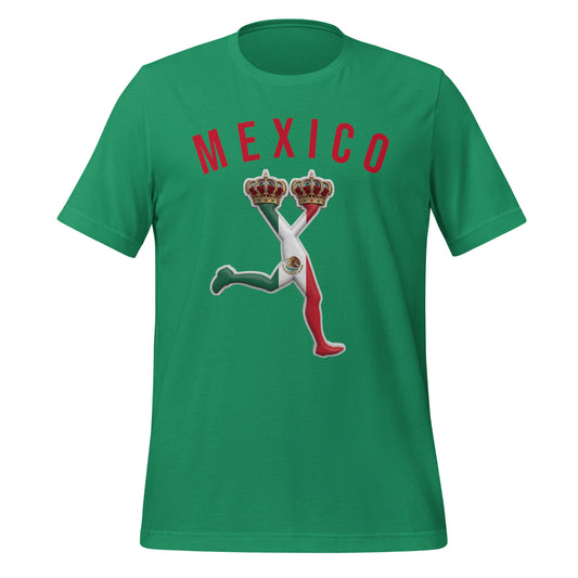 Green t-shirt with 'MEXICO' text and graphic design with the LUX character .Summer 2026 world cup tshirts collection