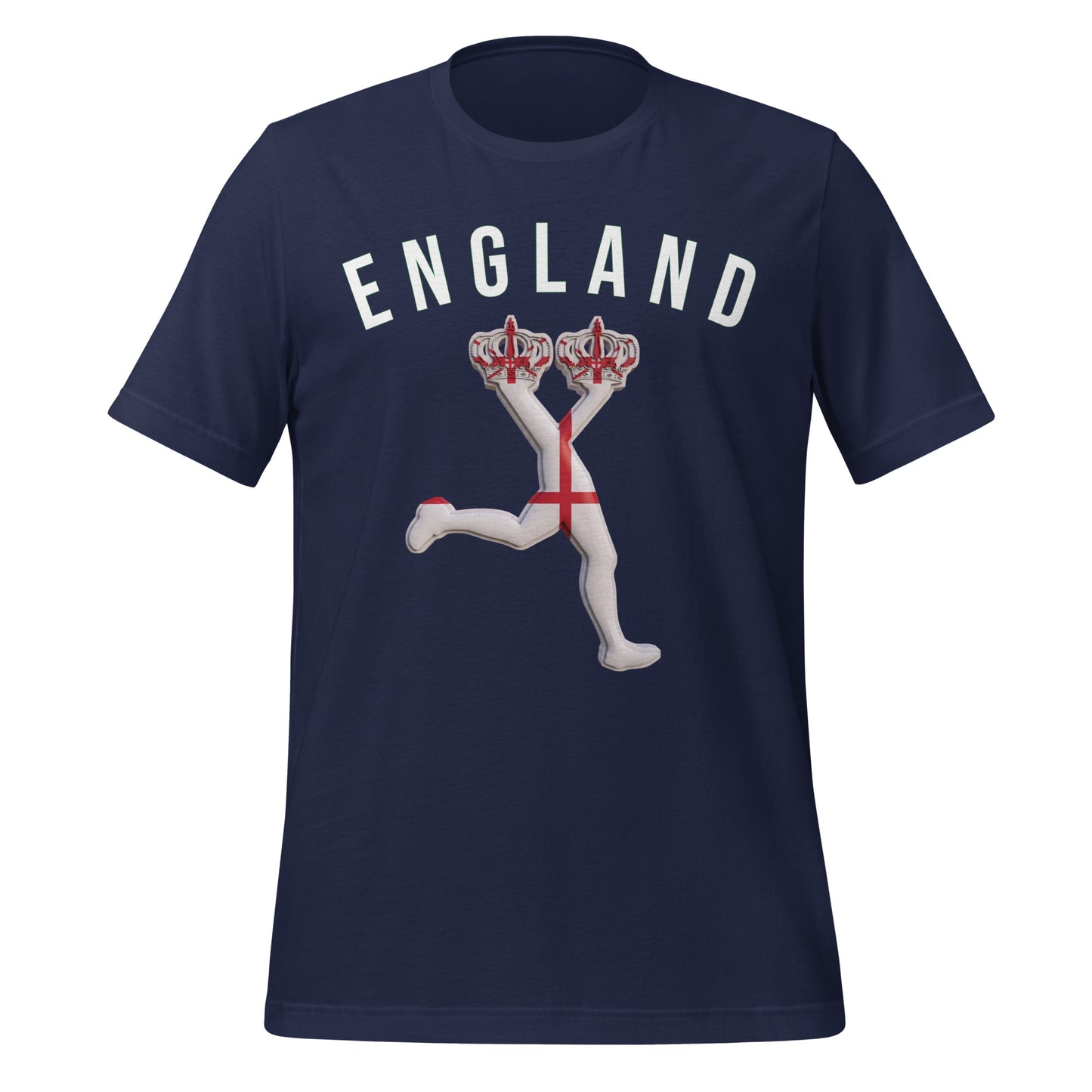 Navy t-shirt with LUX character and the England flag on a white background