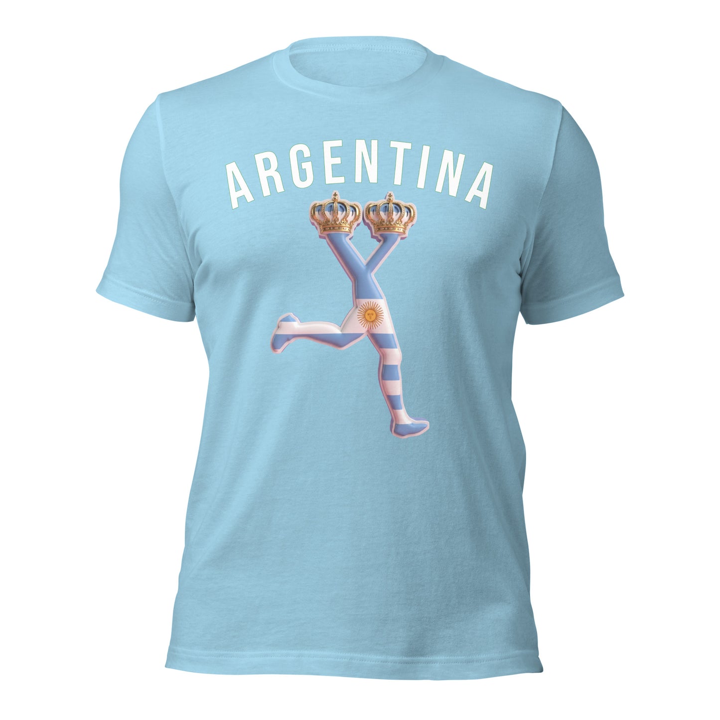 Light blue t-shirt with 'ARGENTINA' and a graphic design on a white background