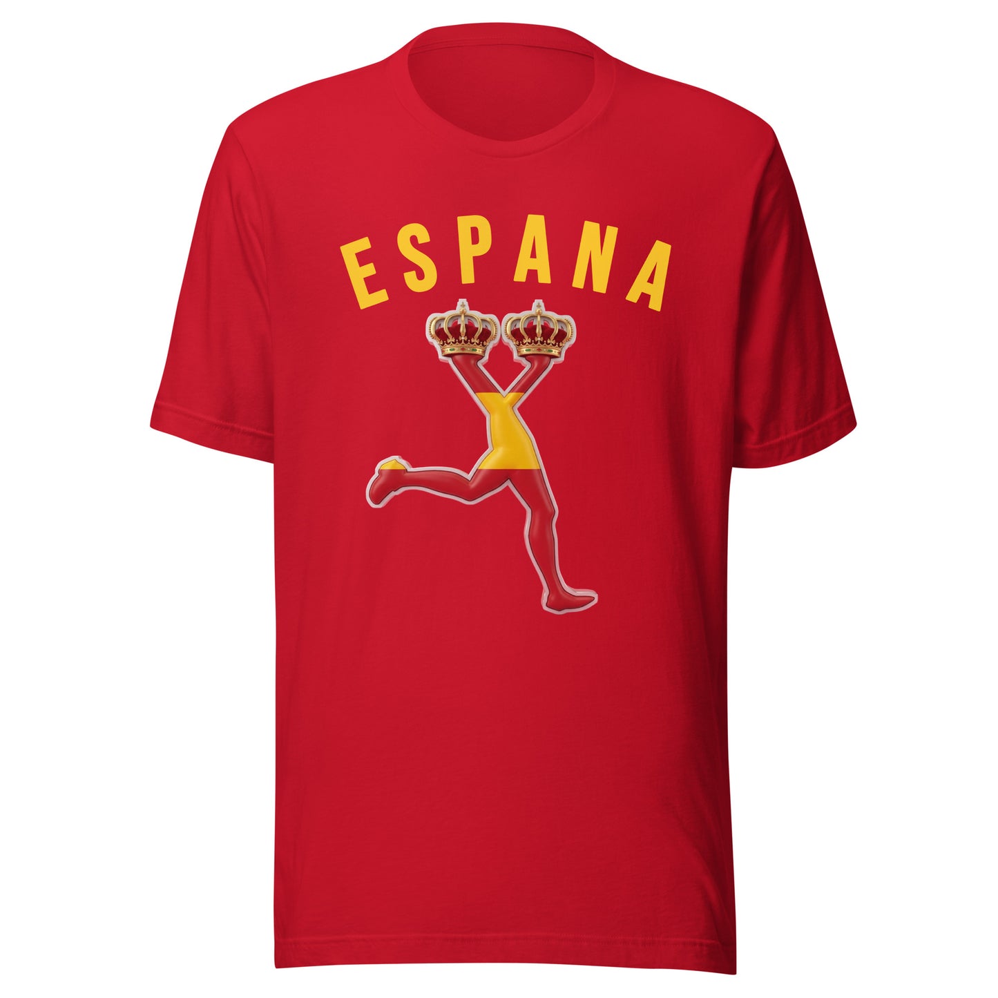 Red T-shirt with text "ESPANA" and LUX character with Spain flag 