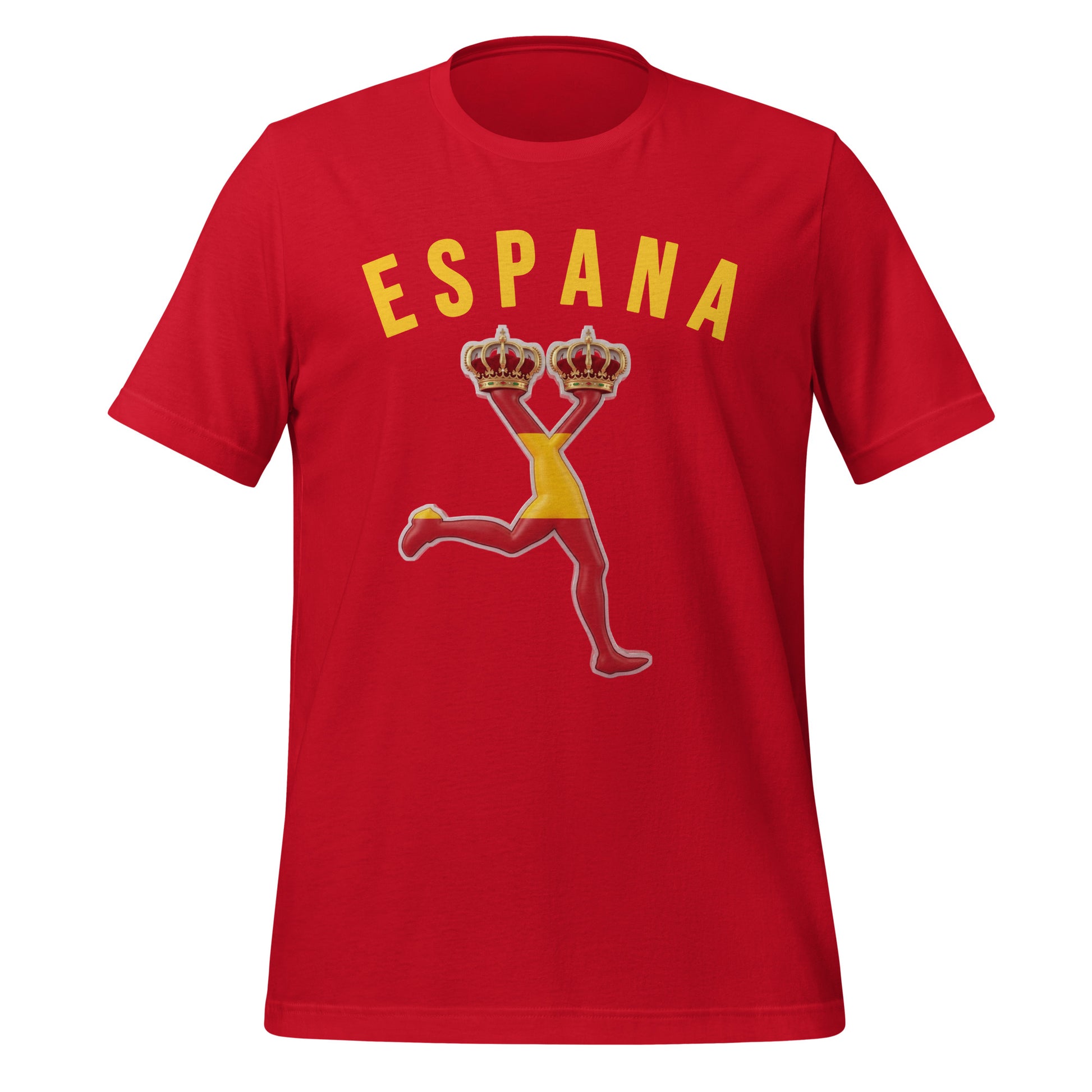 Red T-shirt with text "ESPANA" and LUX character with Spain flag ,World cup 2026 edition tee