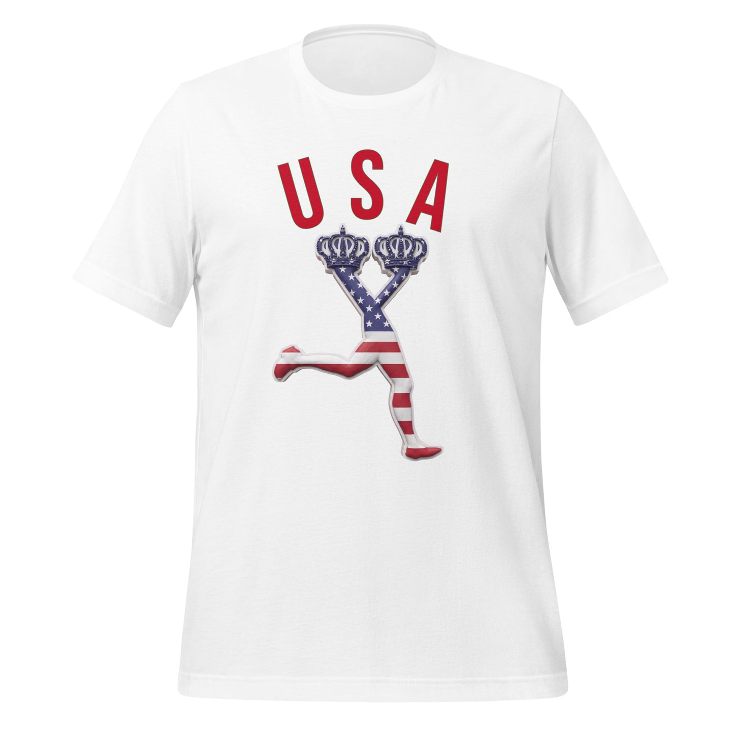 White t-shirt with 'USA' text and the flag of USA inside the LUX character ,graphic tee inspired of the World Cup 2026