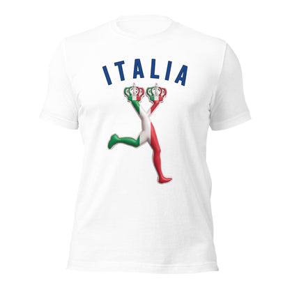 White t-shirt with 'ITALIA' and Italian flag  tee edition for the World cup 2026 on a white background