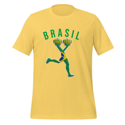 Yellow t-shirt with 'BRASIL' and a graphic design on a white background
